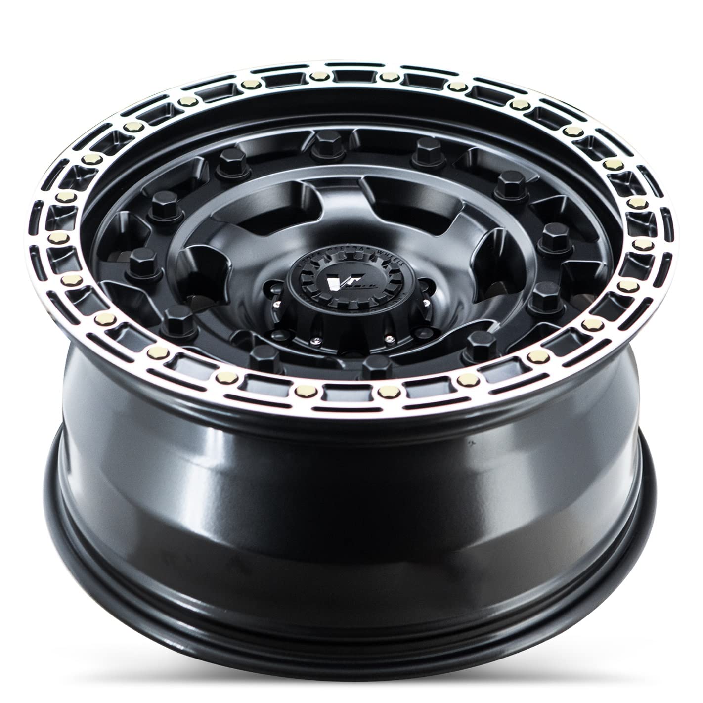 20X9.5 V-ROCK VR18 'STRAFE' WHEELS SATIN BLACK WITH MACHINED RING